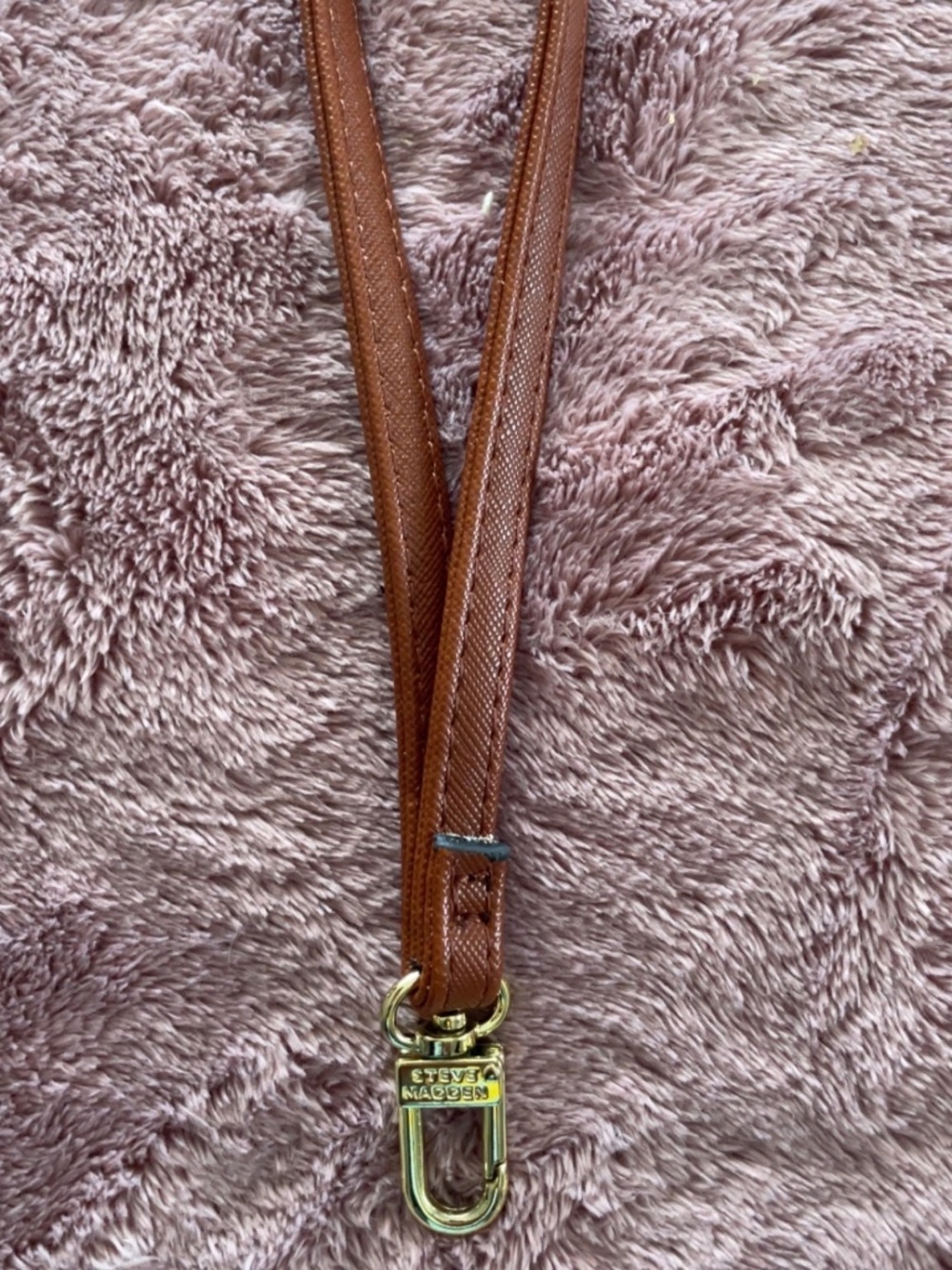 Steve Madden Brown Saffiano Faux Leather Wristlet Strap Gold Clasp Replacement